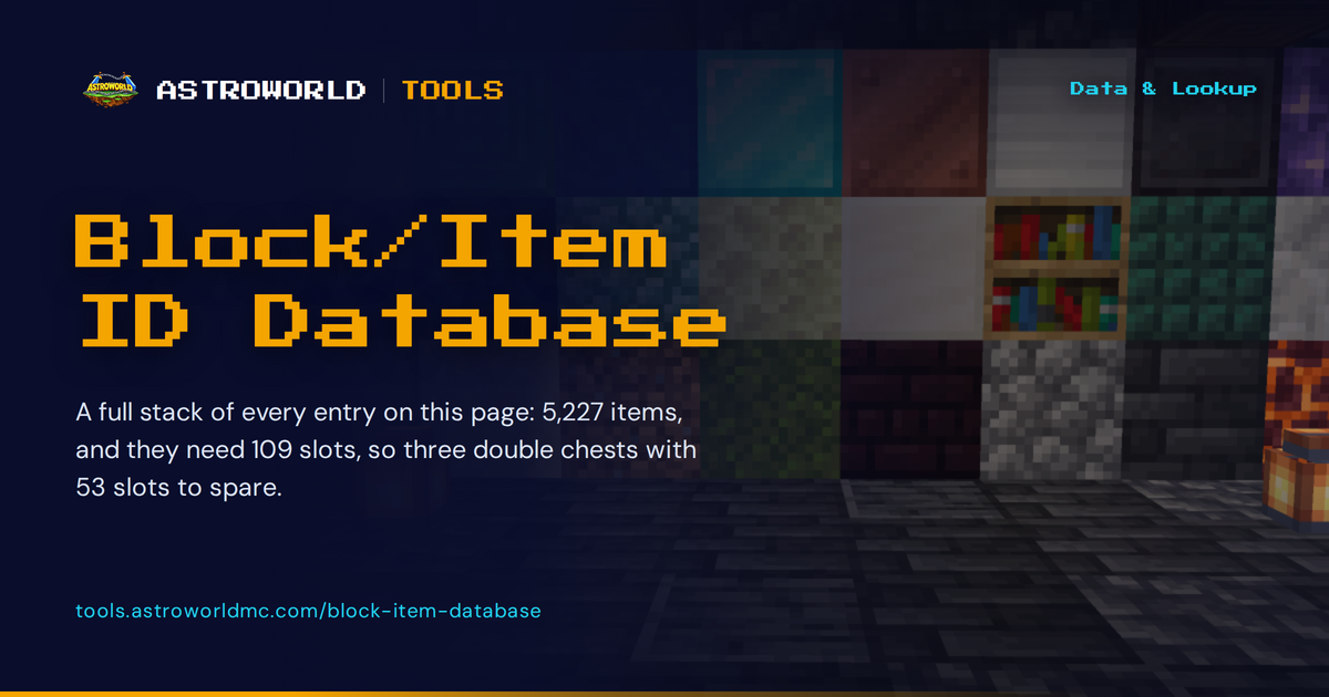 Minec Raft Color Code Minecraft Block & Item Database | Astroworld Tools